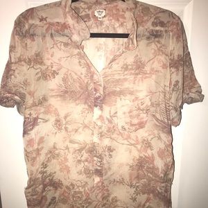 Floral printed pink blouse